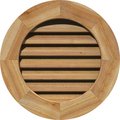 Ekena Millwork Round Gable Vent Functional, Western Red Cedar Gable Vent w/ 1" x 4" Flat Trim Frame, 22"W x 22"H GVWRO22X2201RFUWR